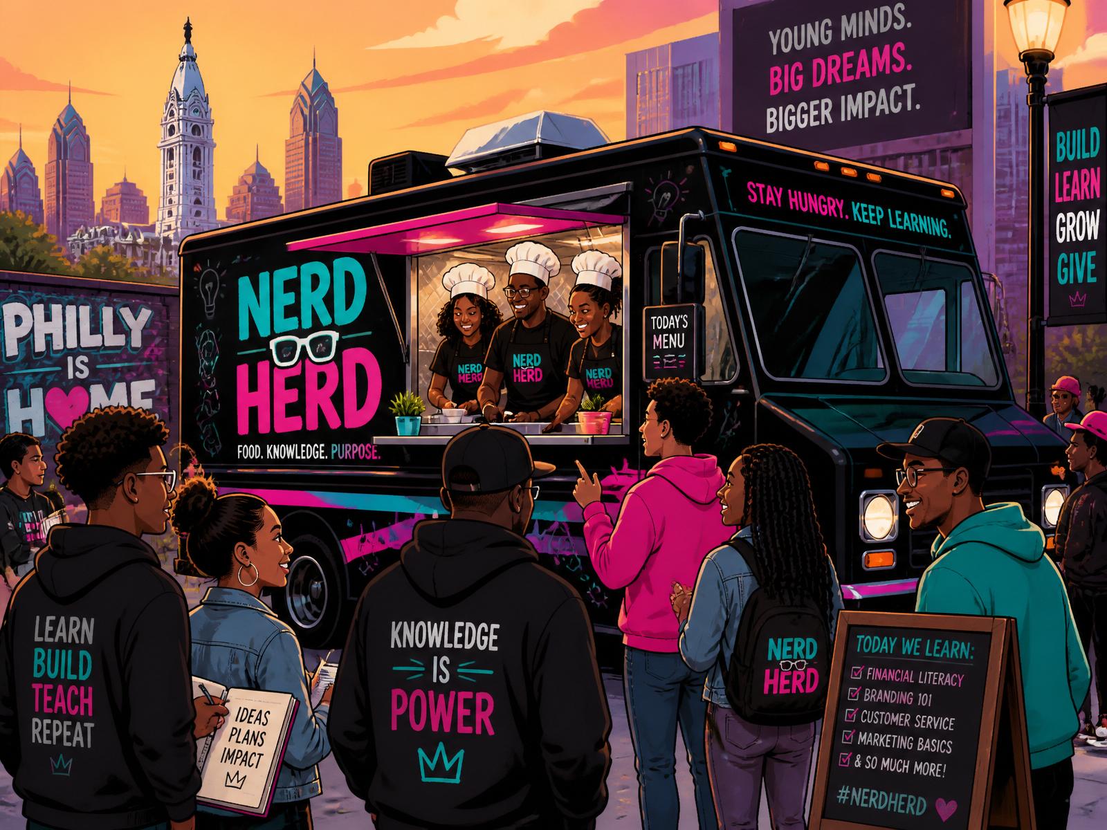 Nerd Herd food truck in Philadelphia with community members